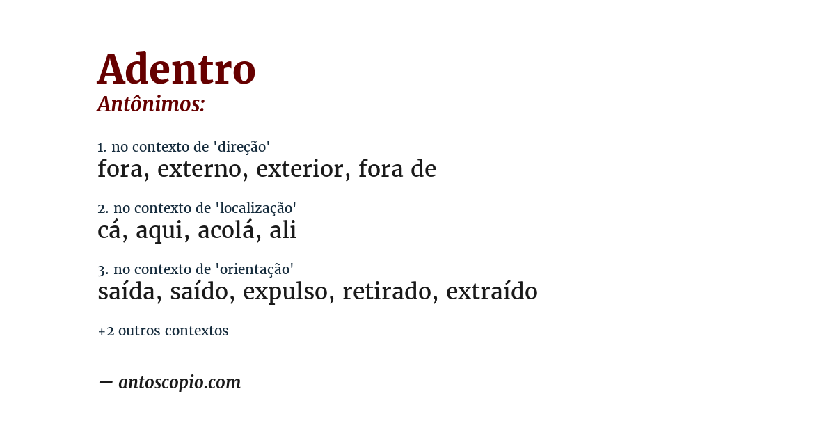 Antônimo de adentro