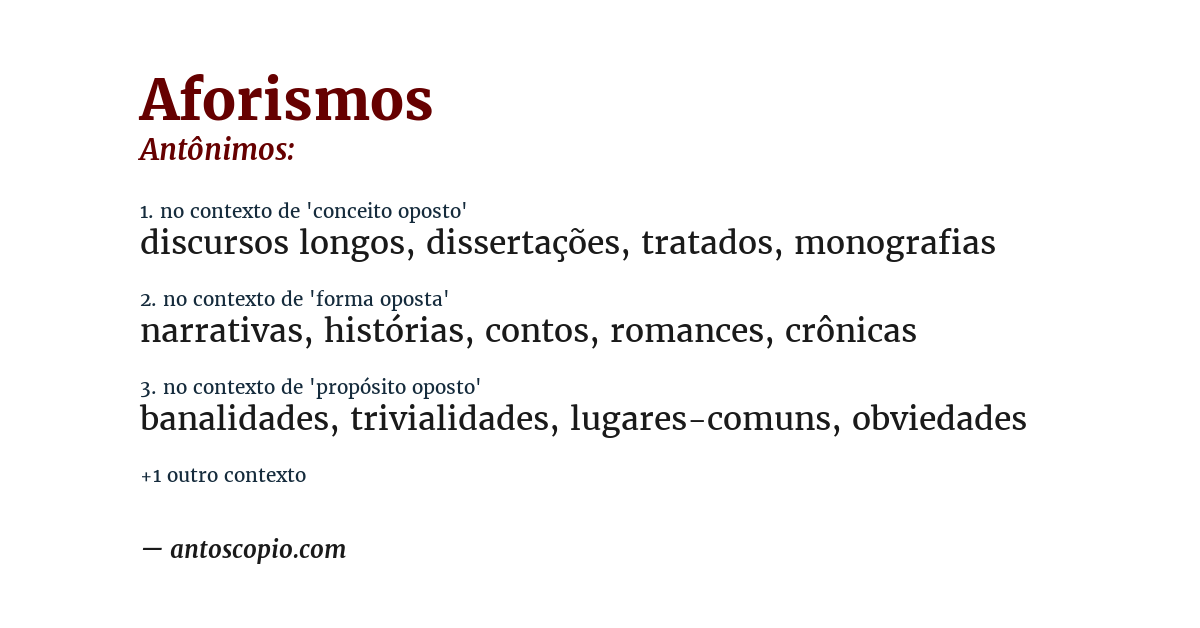 Antônimo de aforismos