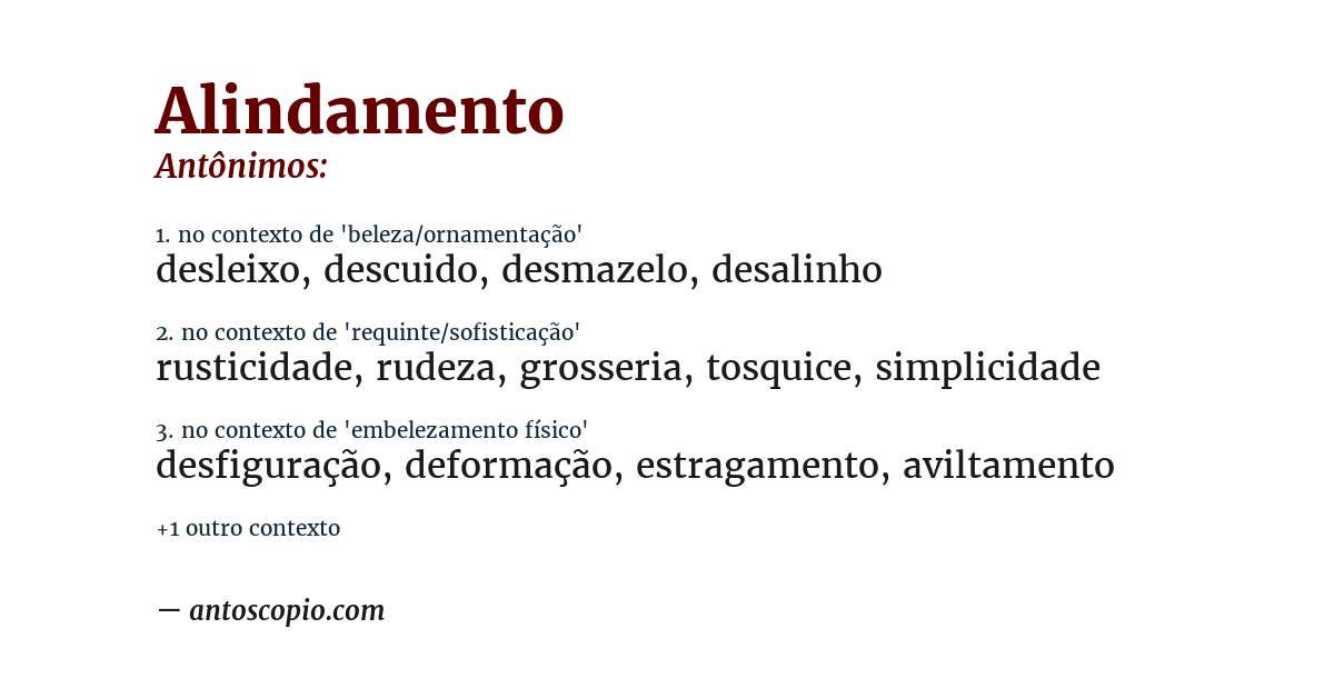 Antônimo de alindamento