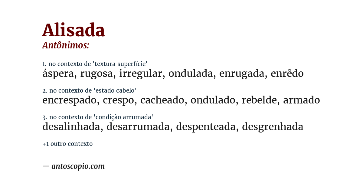 Antônimo de alisada