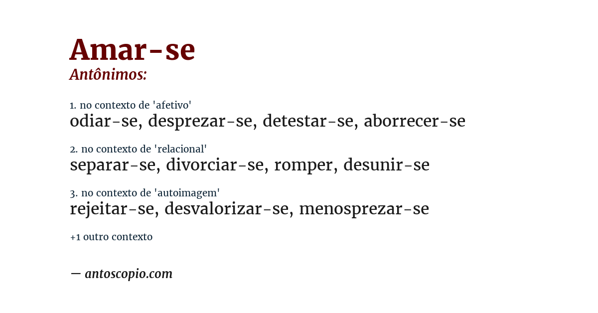 Antônimo de amar-se
