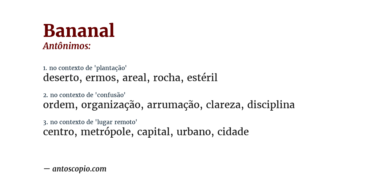 Antônimo de bananal