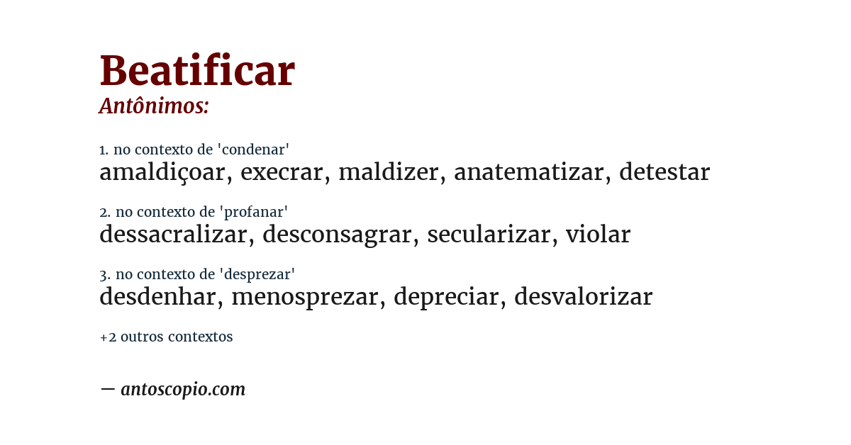 Antônimo de beatificar