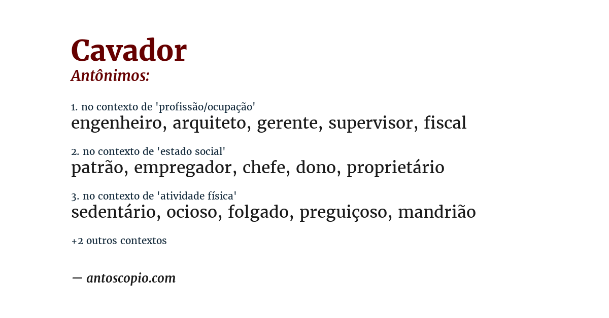 Antônimo de cavador