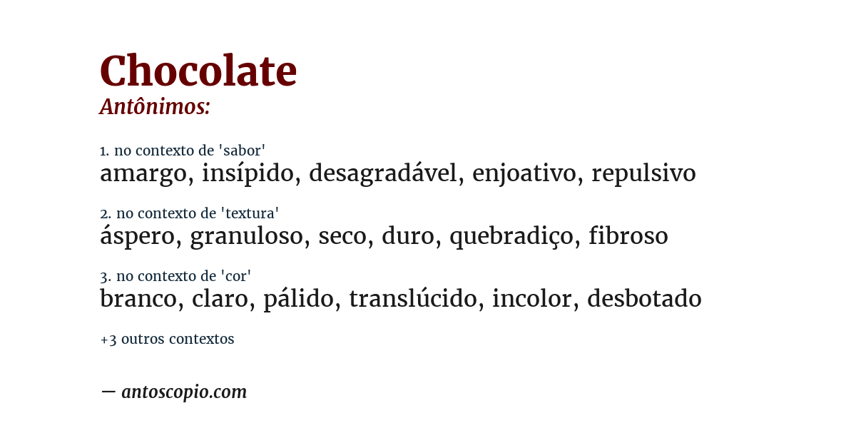 Antônimo de chocolate