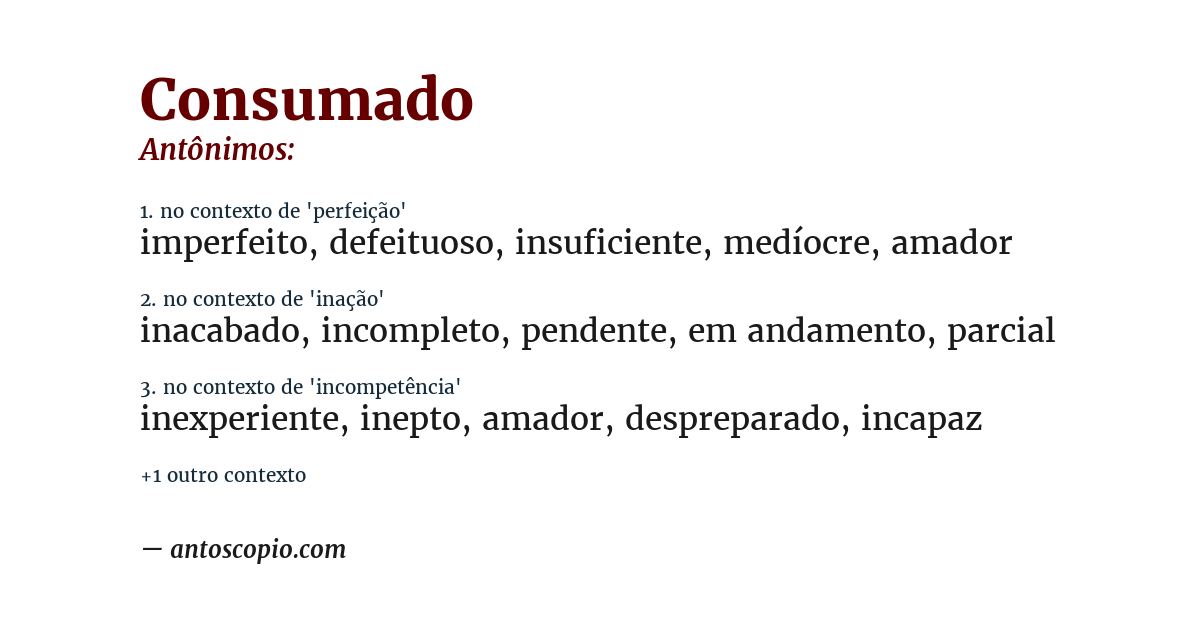 Antônimo de consumado