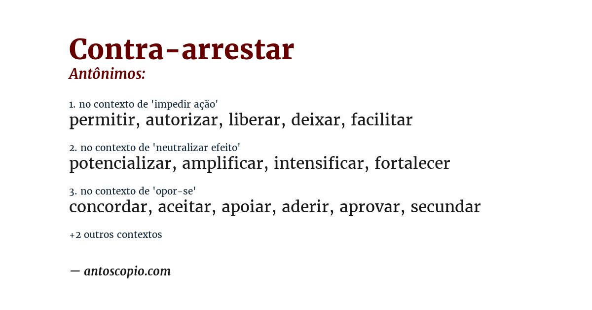Antônimo de contra-arrestar