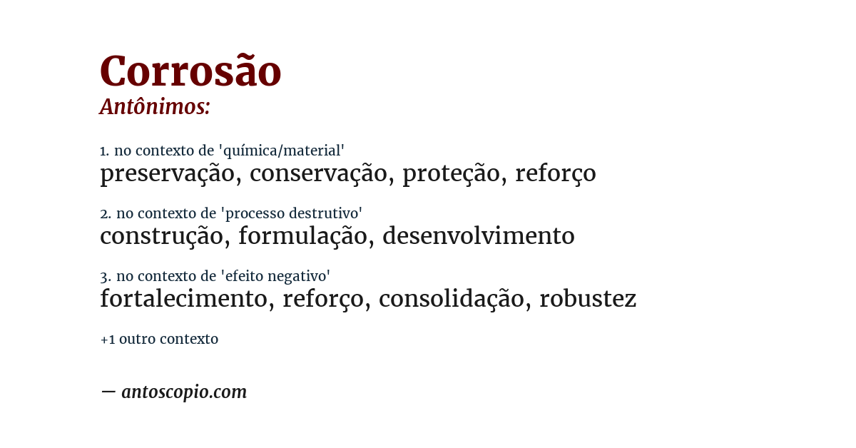 Antônimo de corrosão