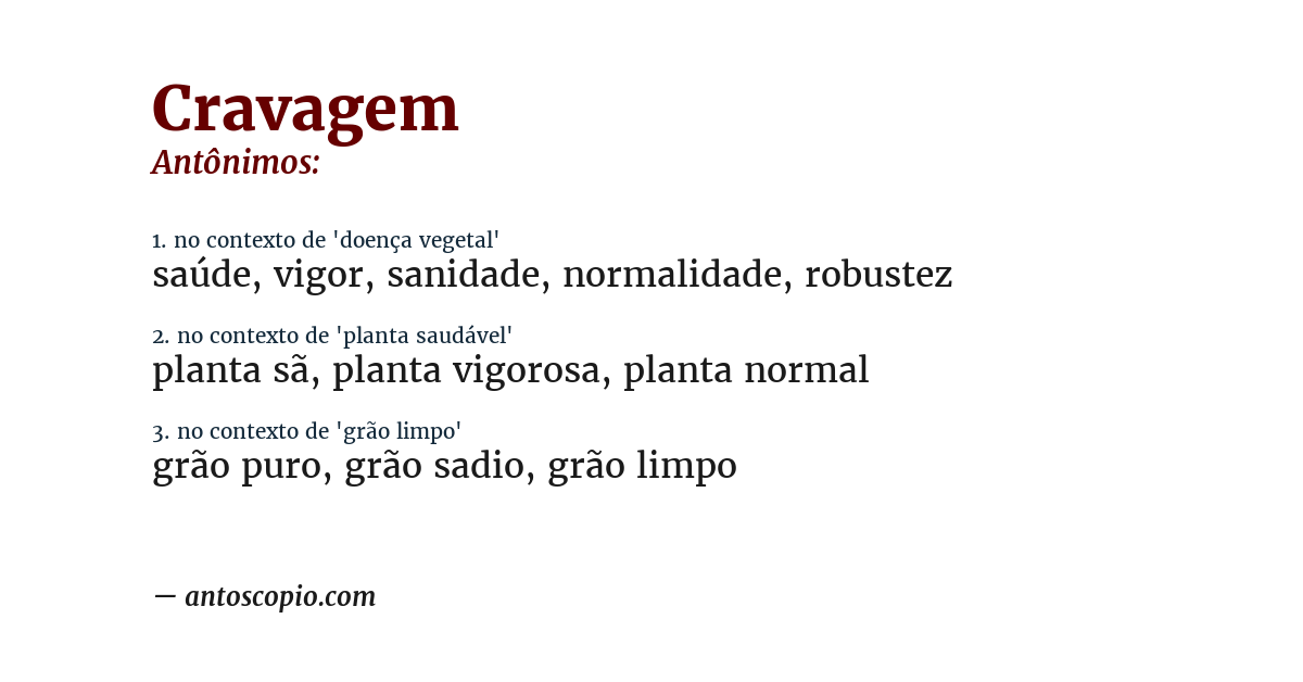 Antônimo de cravagem