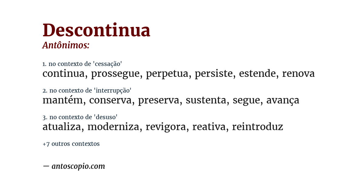 Antônimo de descontinua