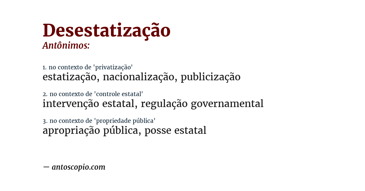 Antônimo de desestatização