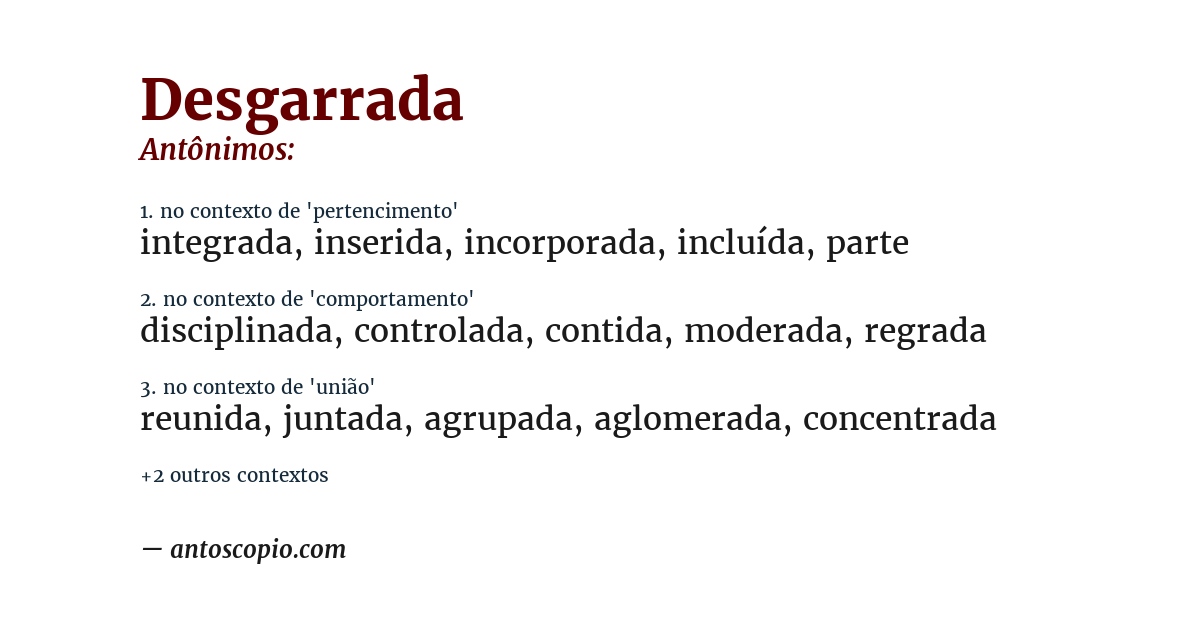 Antônimo de desgarrada