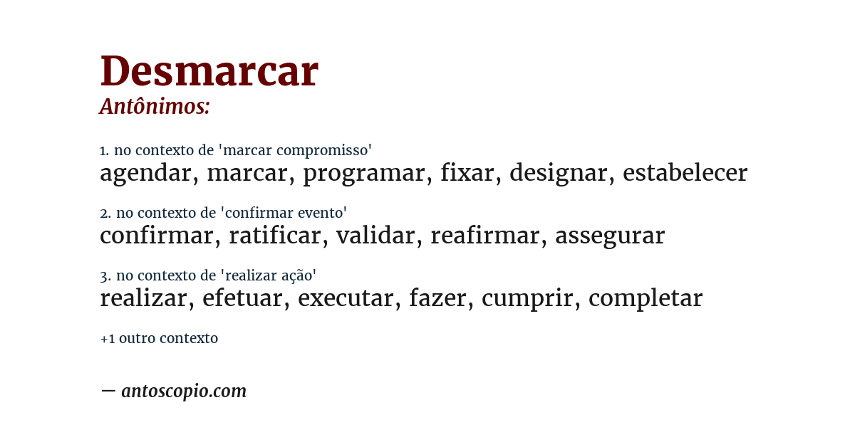 Antônimo de desmarcar