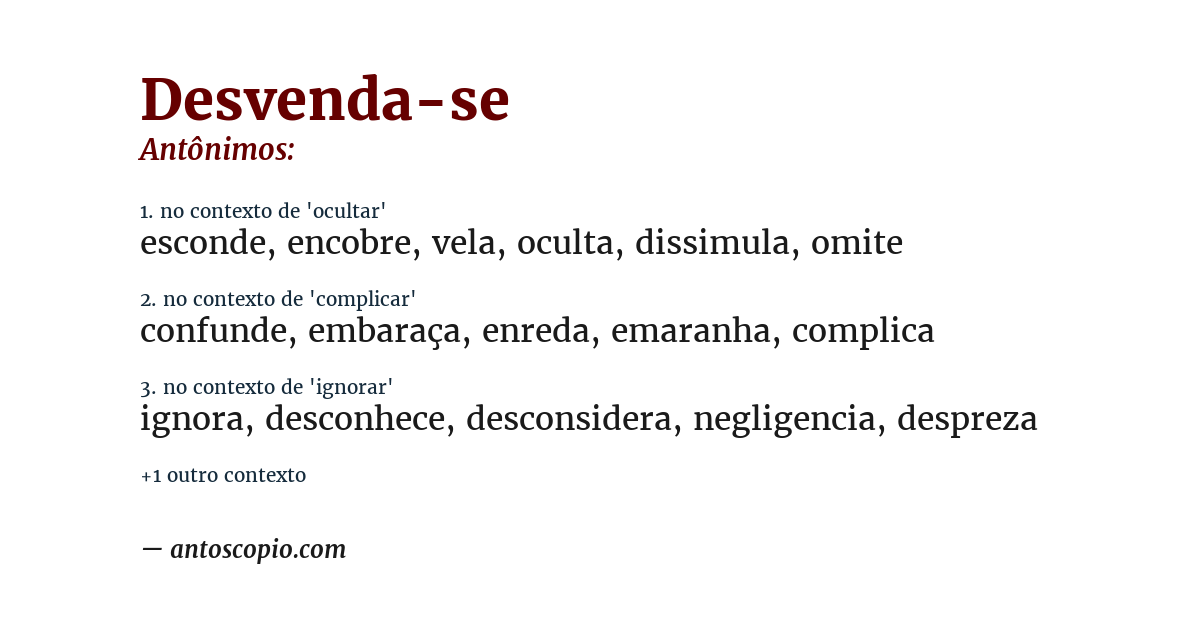 Antônimo de desvenda-se