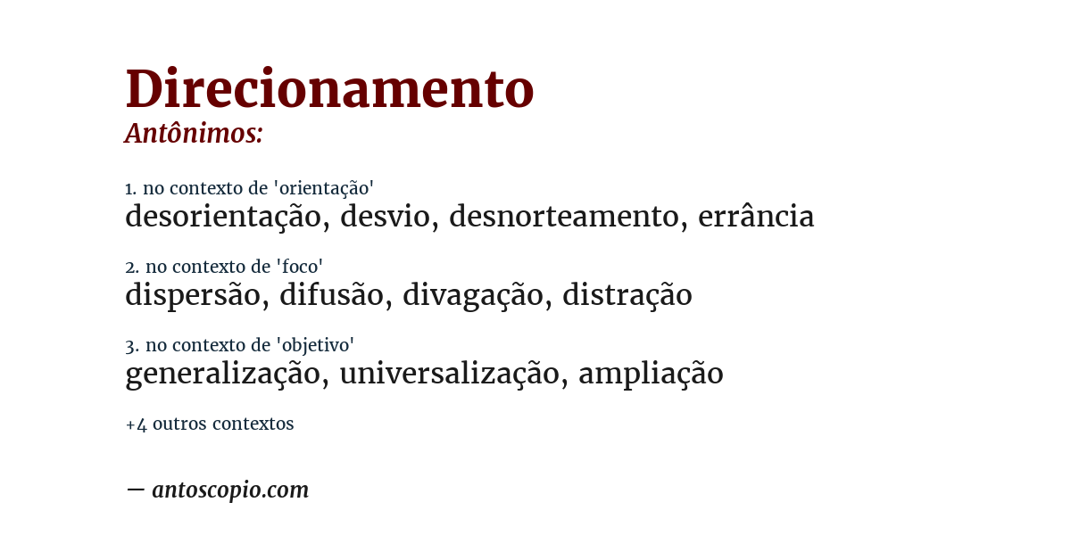 Antônimo de direcionamento