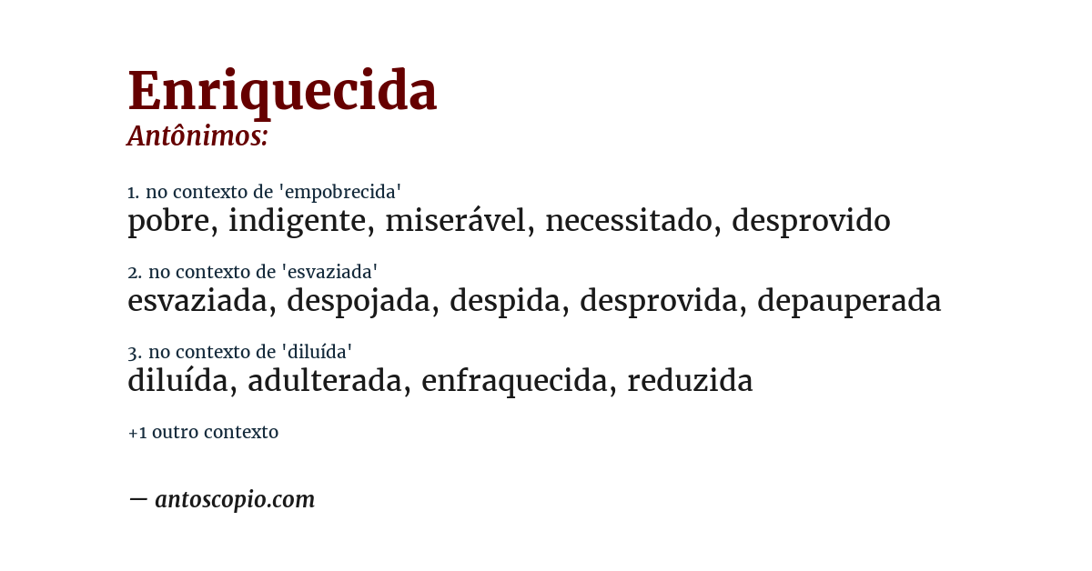Antônimo de enriquecida