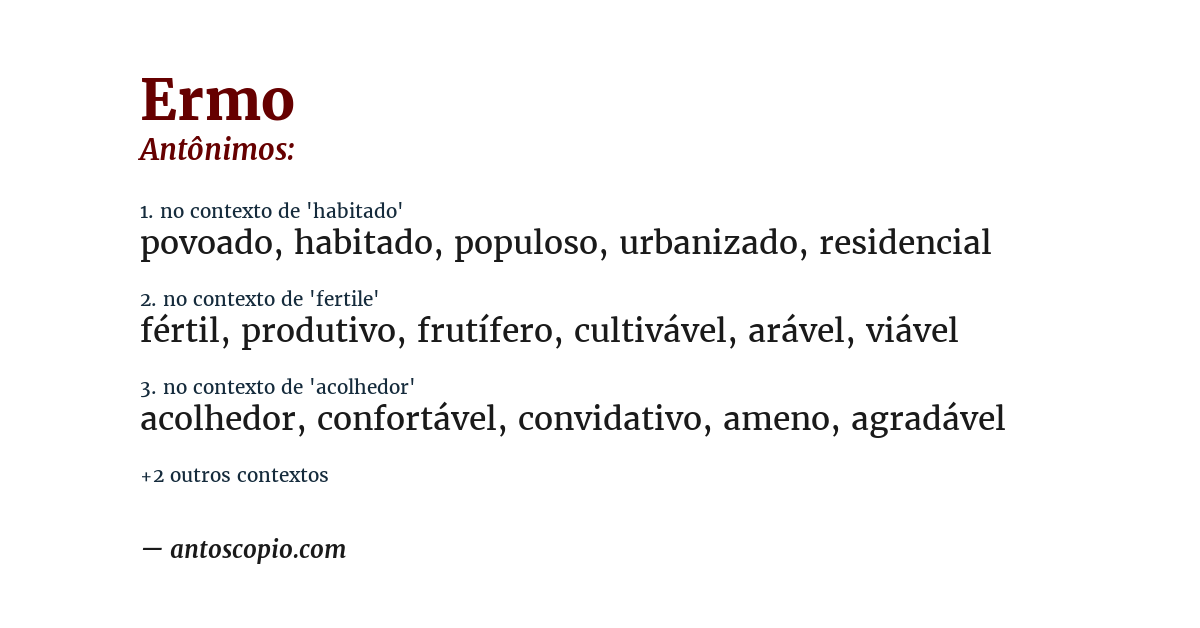 Antônimo de ermo