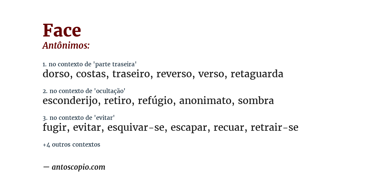 Antônimo de face