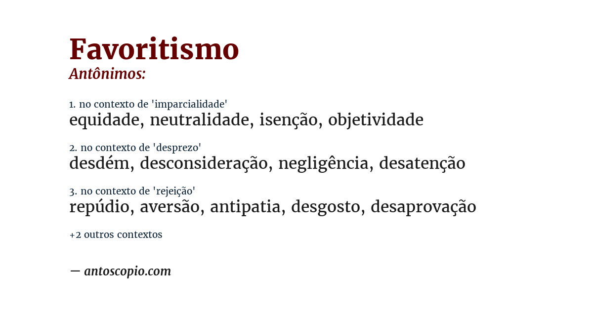 Antônimo de favoritismo