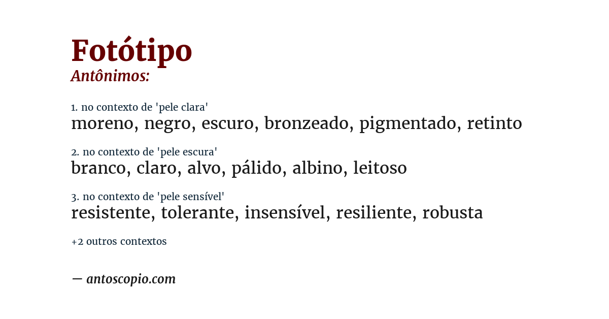 Antônimo de fotótipo