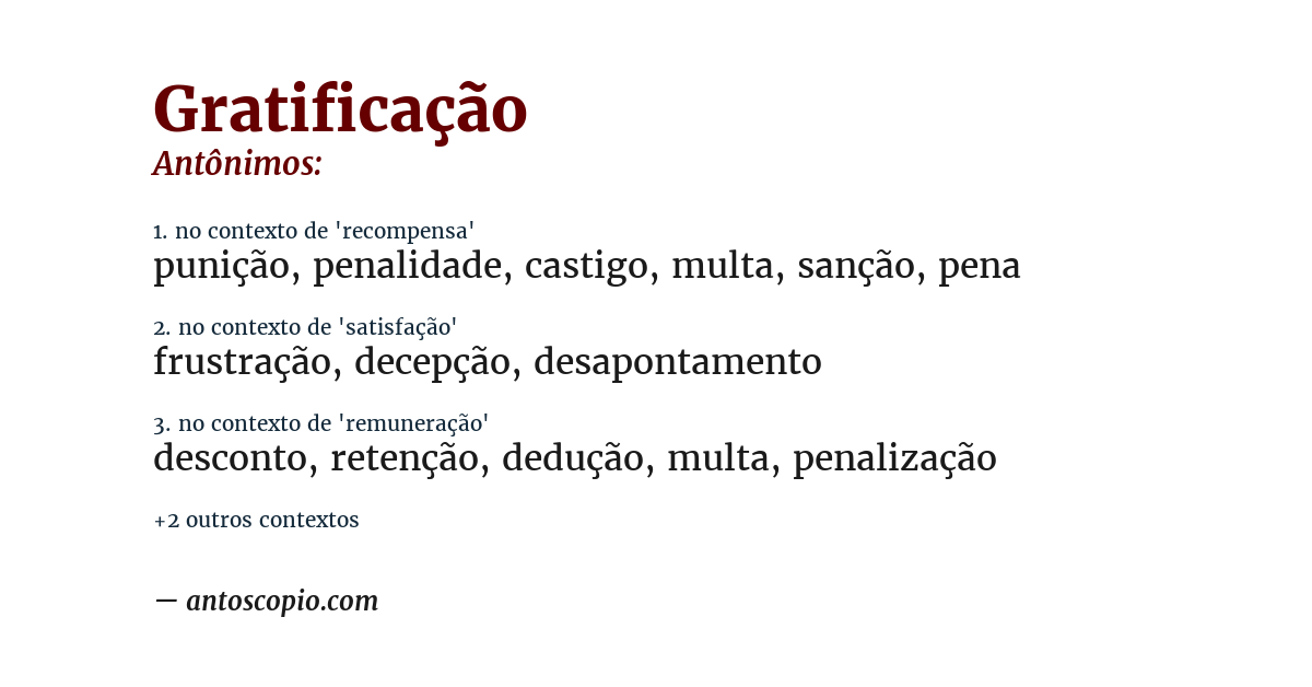 Antônimo de gratificação