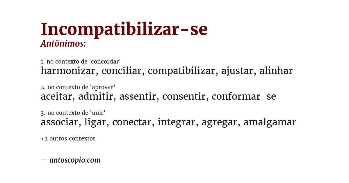 Antônimo de incompatibilizar-se