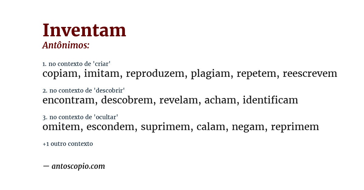 Antônimo de inventam