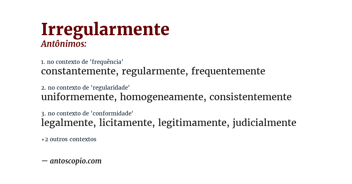 Antônimo de irregularmente