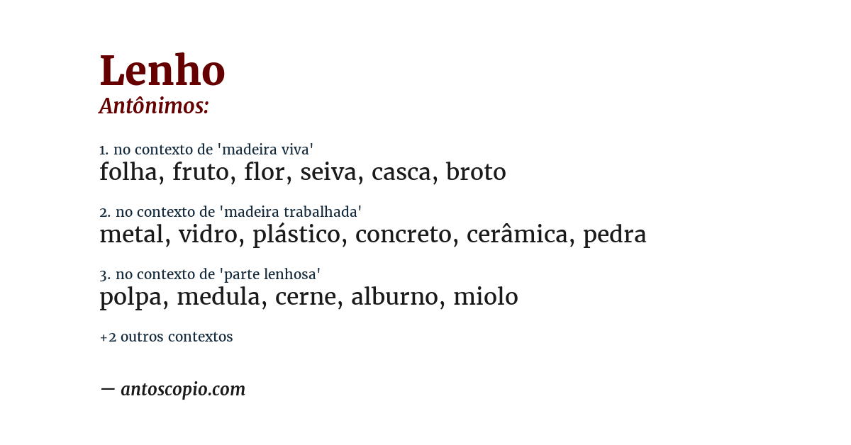 Antônimo de lenho