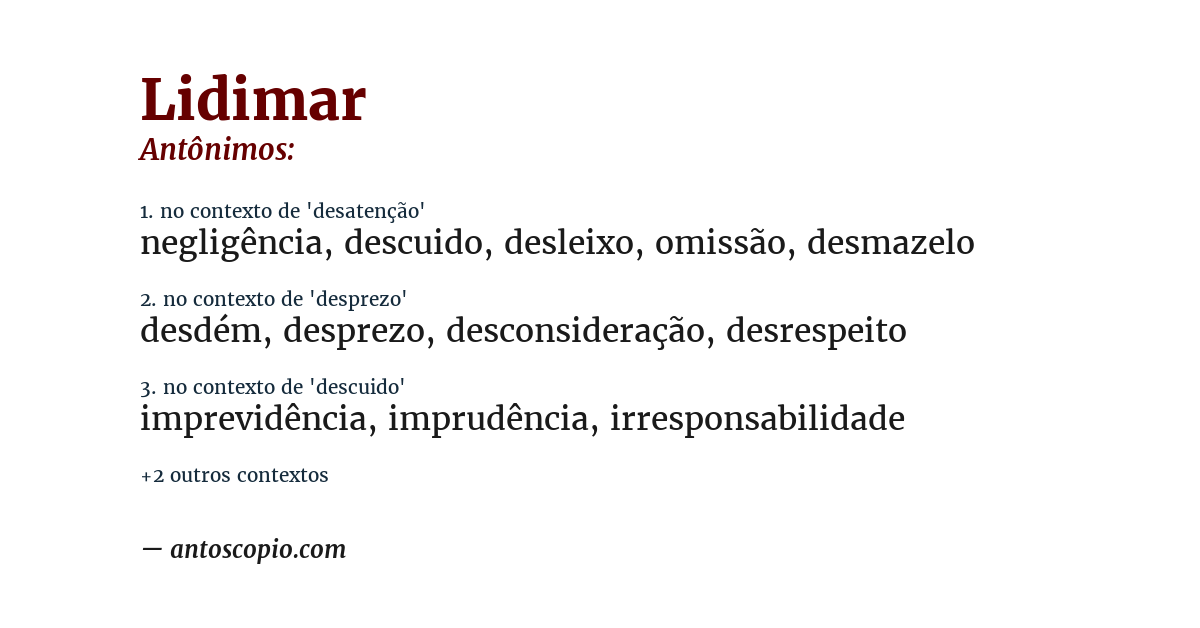 Antônimo de lidimar
