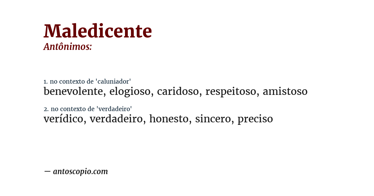 Antônimo de maledicente
