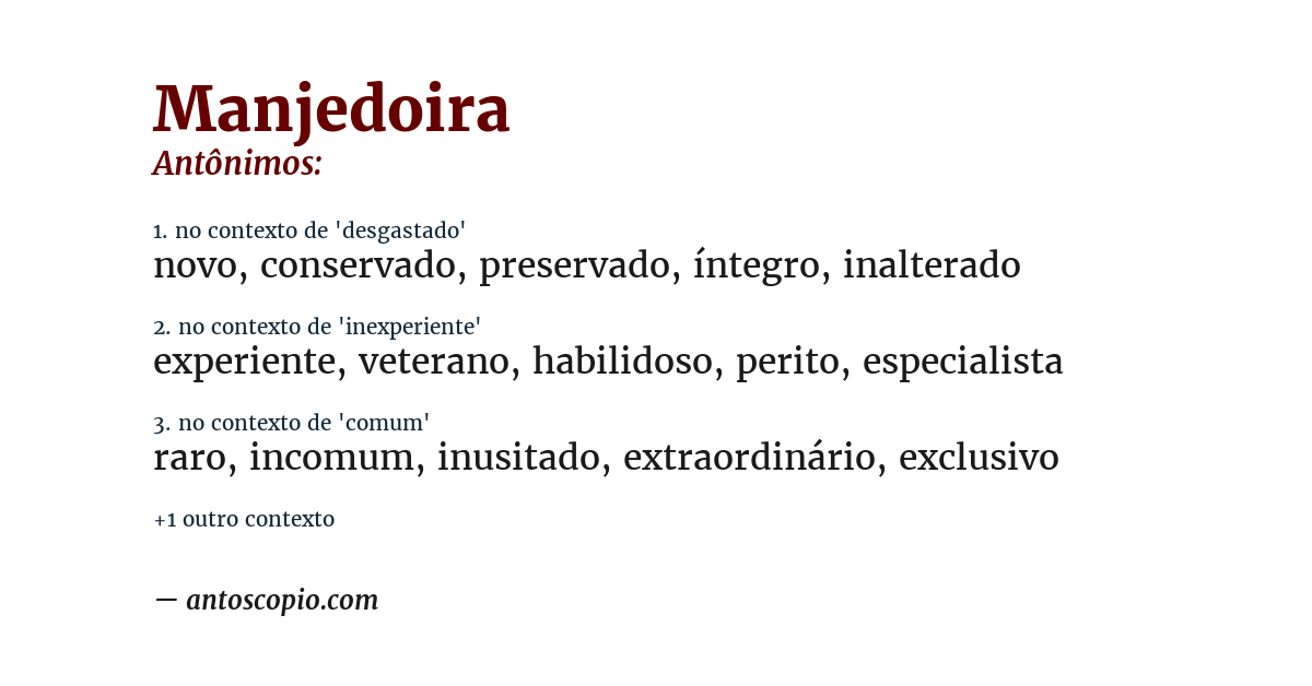 Antônimo de manjedoira