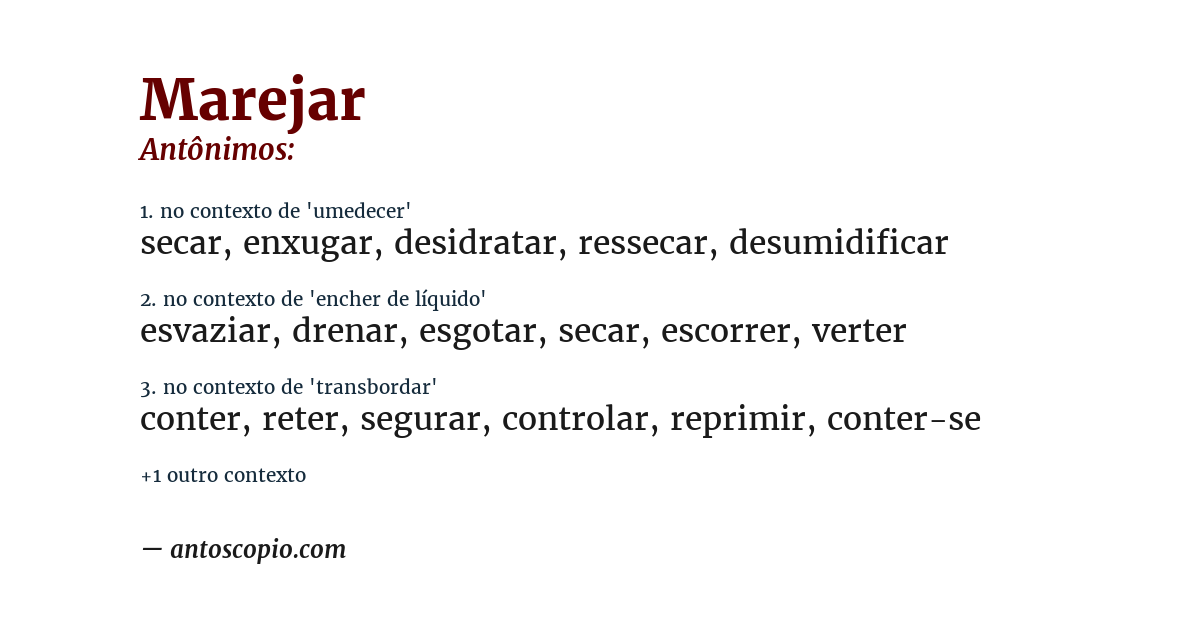Antônimo de marejar