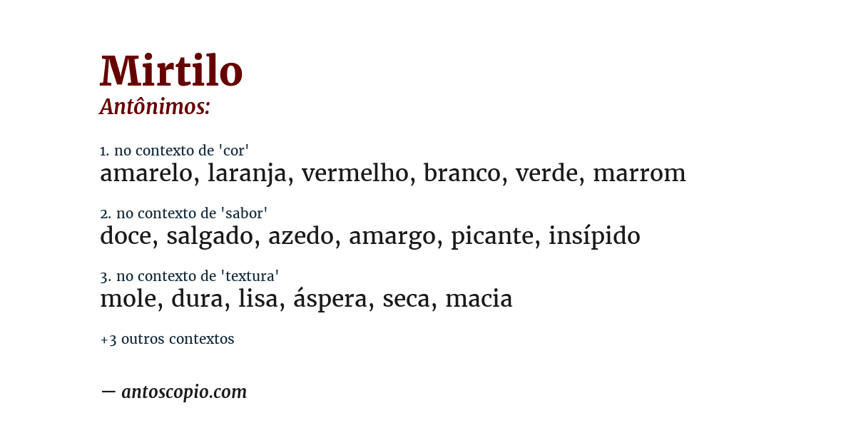 Antônimo de mirtilo