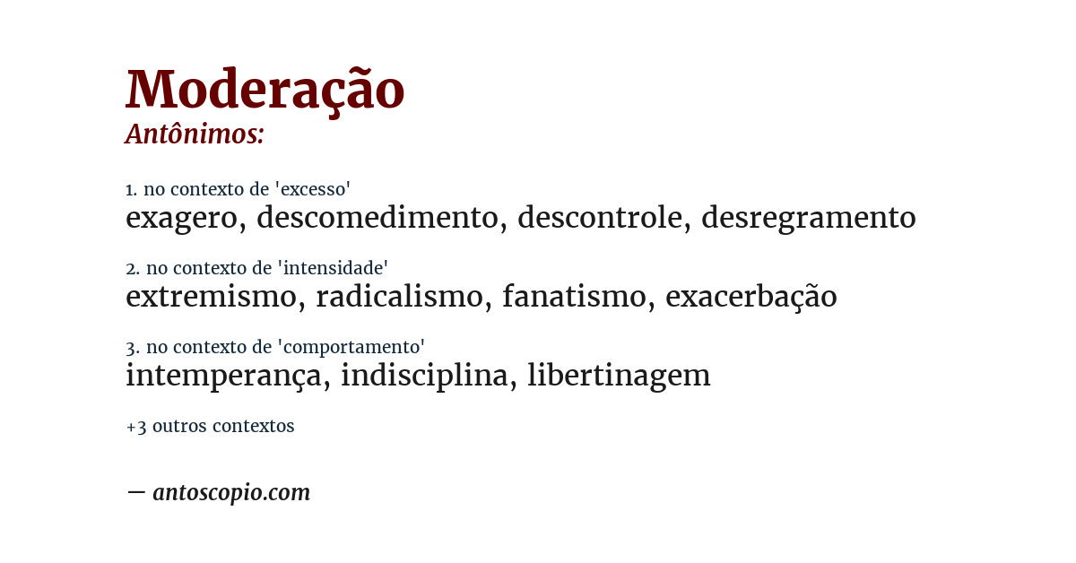 Antônimo de moderação