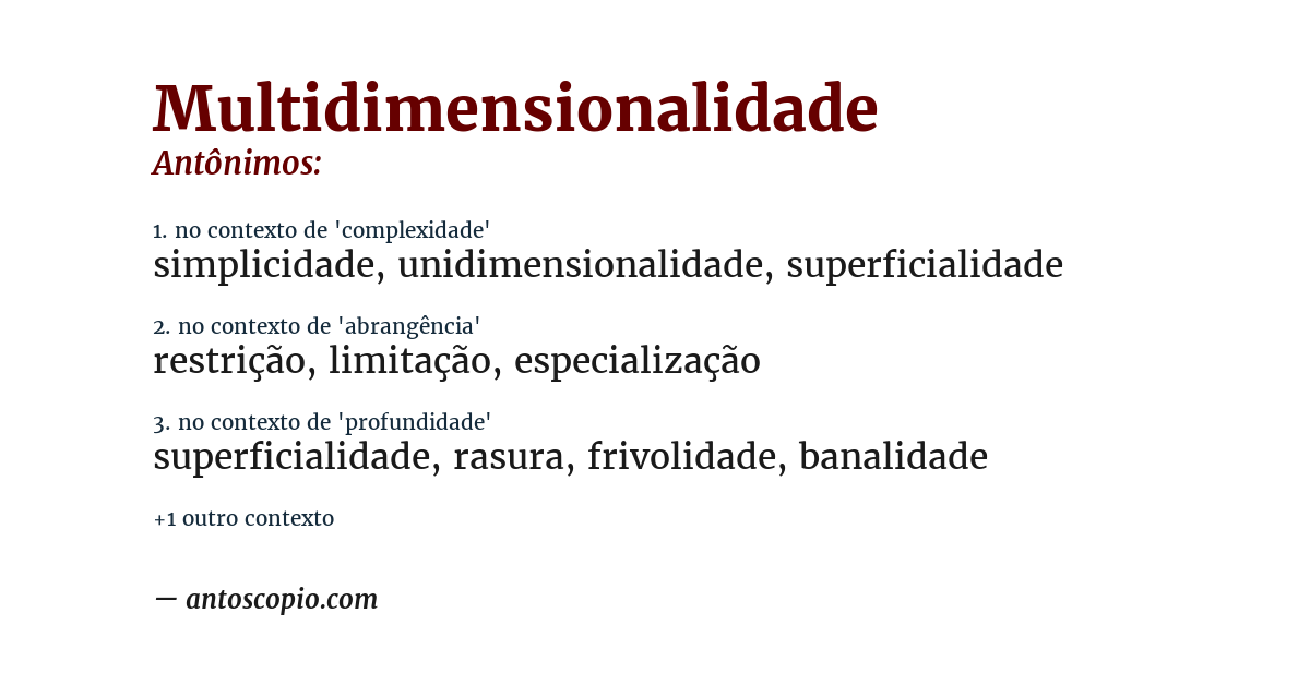 Antônimo de multidimensionalidade