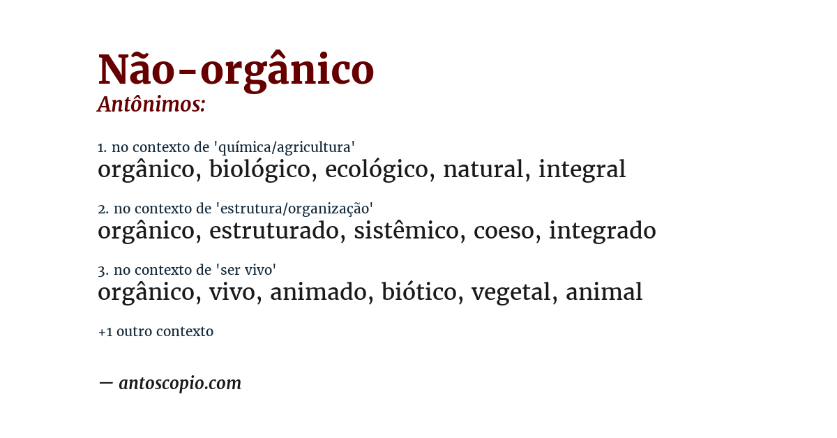 Antônimo de não-orgânico
