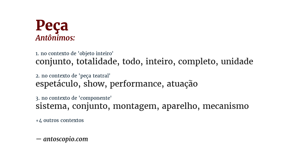 Antônimo de peça