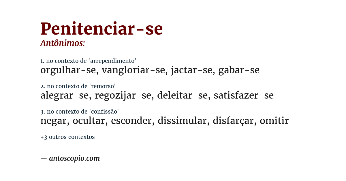 Antônimo de penitenciar-se