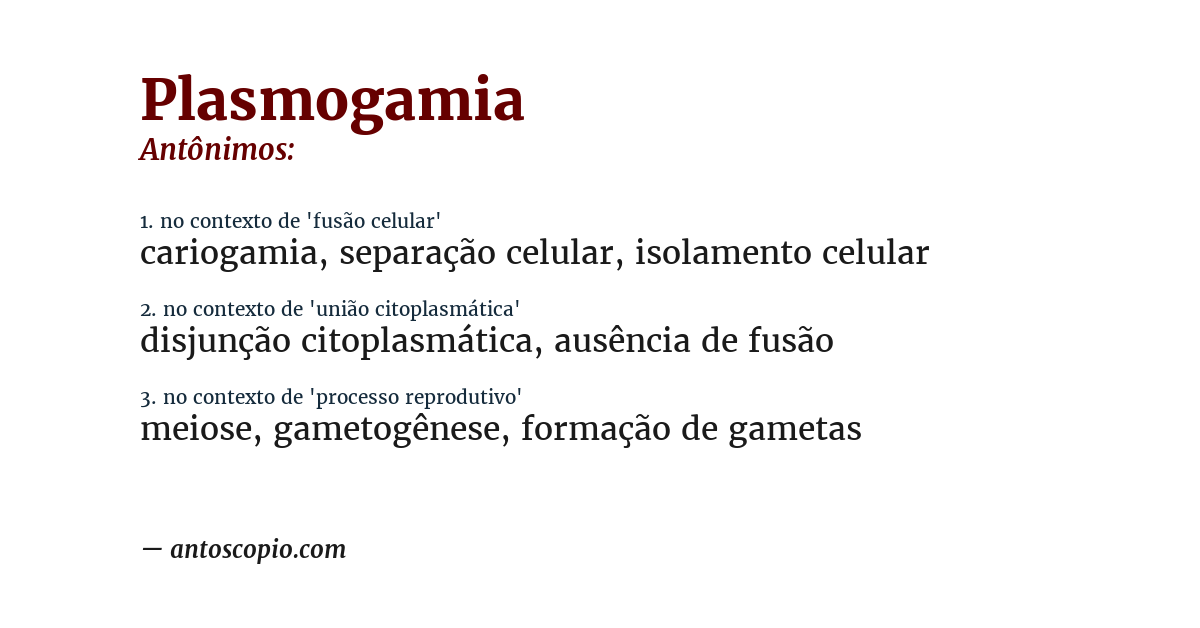 Antônimo de plasmogamia