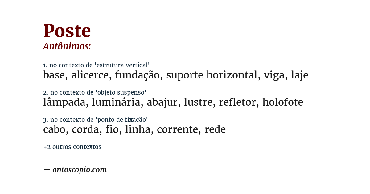 Antônimo de poste