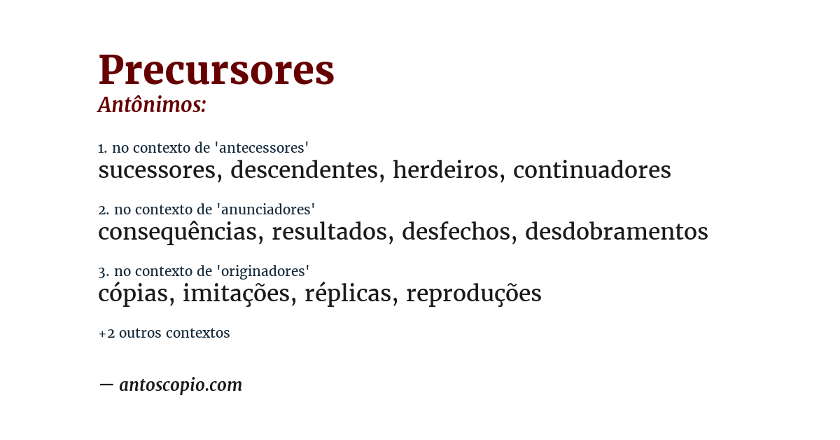 Antônimo de precursores