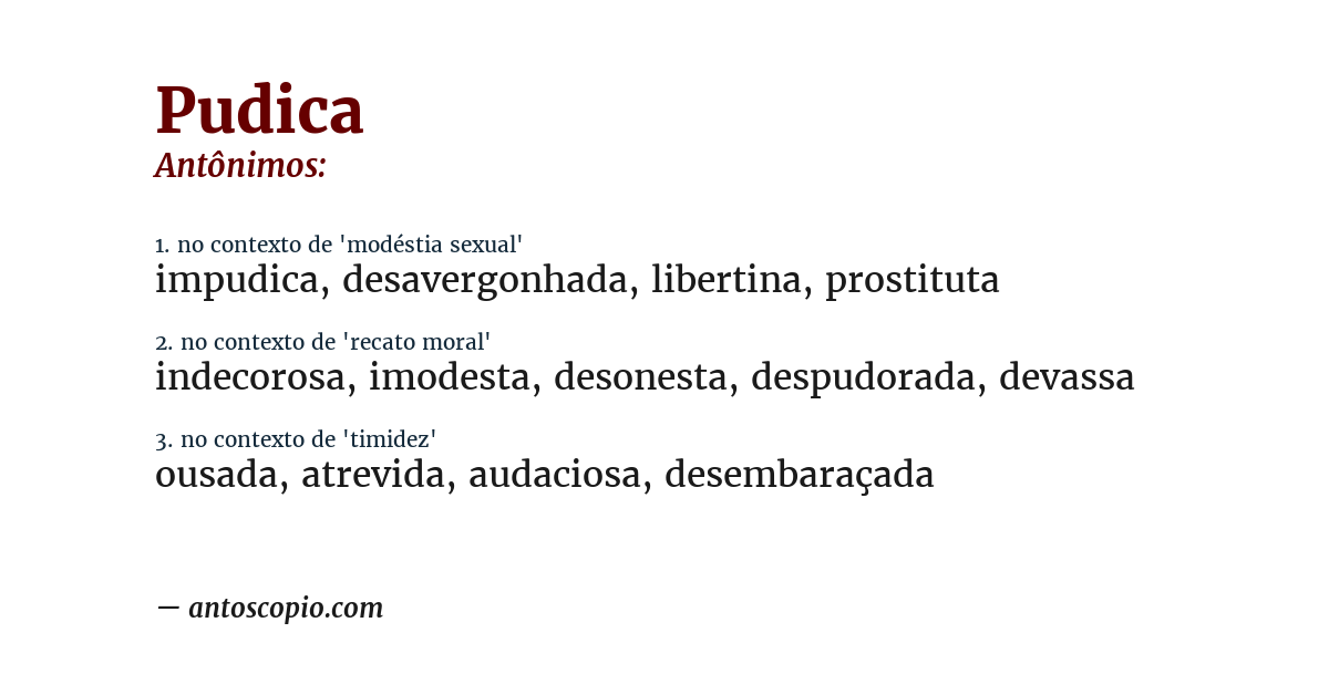 Antônimo de pudica