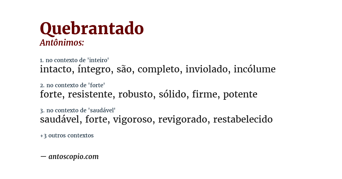 Antônimo de quebrantado