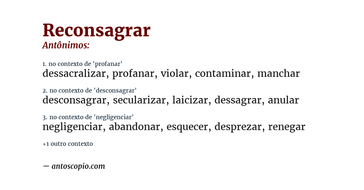 Antônimo de reconsagrar