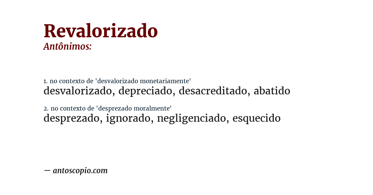 Antônimo de revalorizado