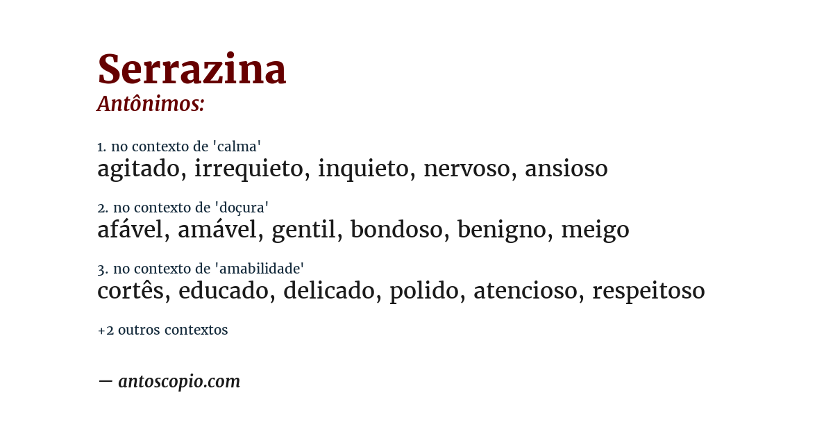 Antônimo de serrazina