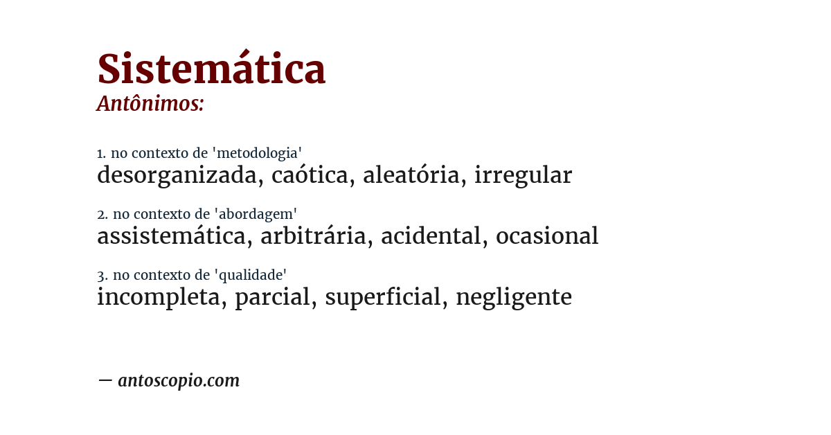 Antônimo de sistemática