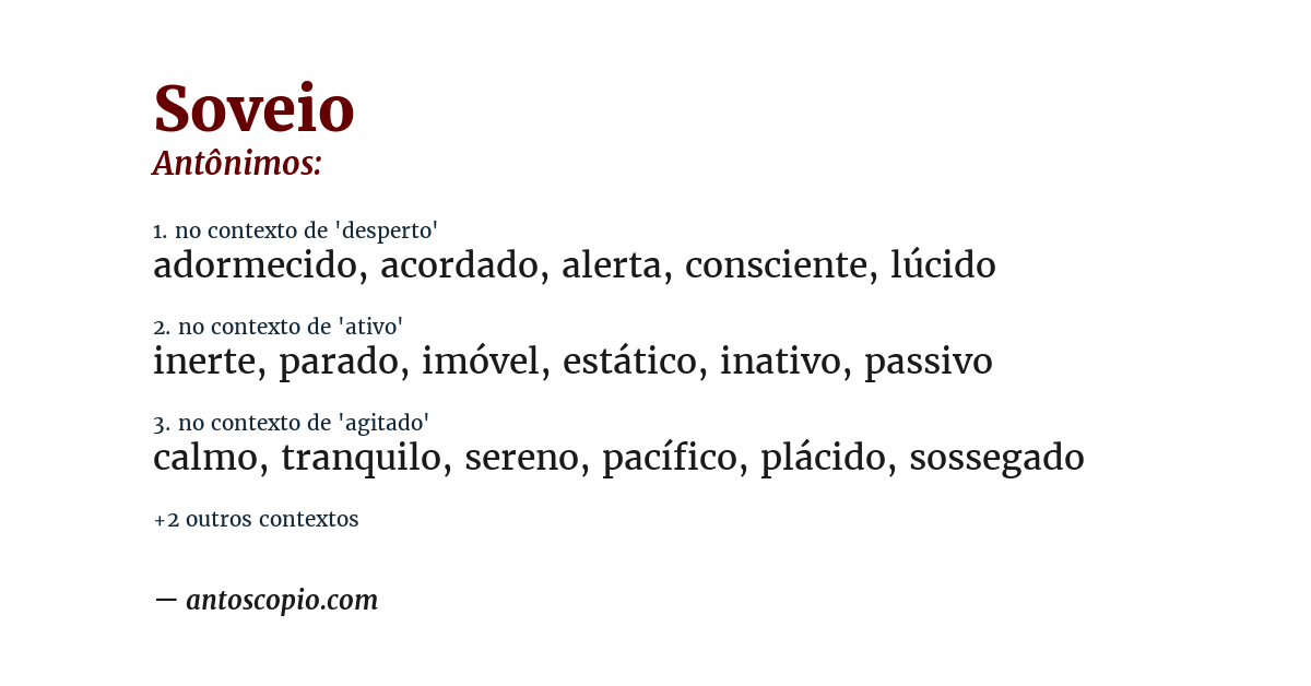 Antônimo de soveio