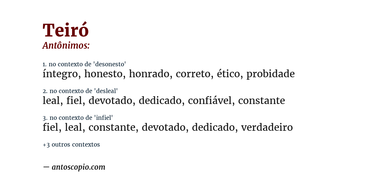 Antônimo de teiró